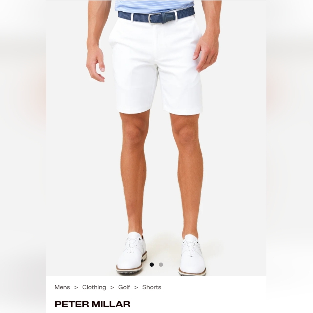 Peter Millar Crown Crafted Golf White Men's Golf Shorts Sz 34